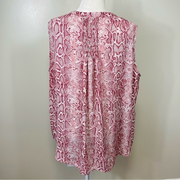 CHELSEA & THEODORE Mauve Pink & White Snake Print V-Neck Sleeveless Blouse - XXL - Picture 9 of 10